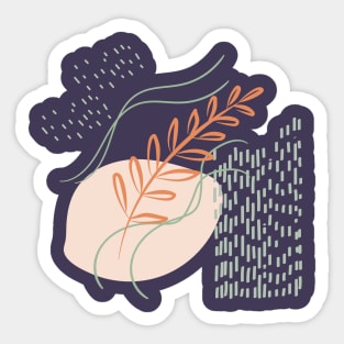 Abstract shapes lines and plant digital design illustration Sticker